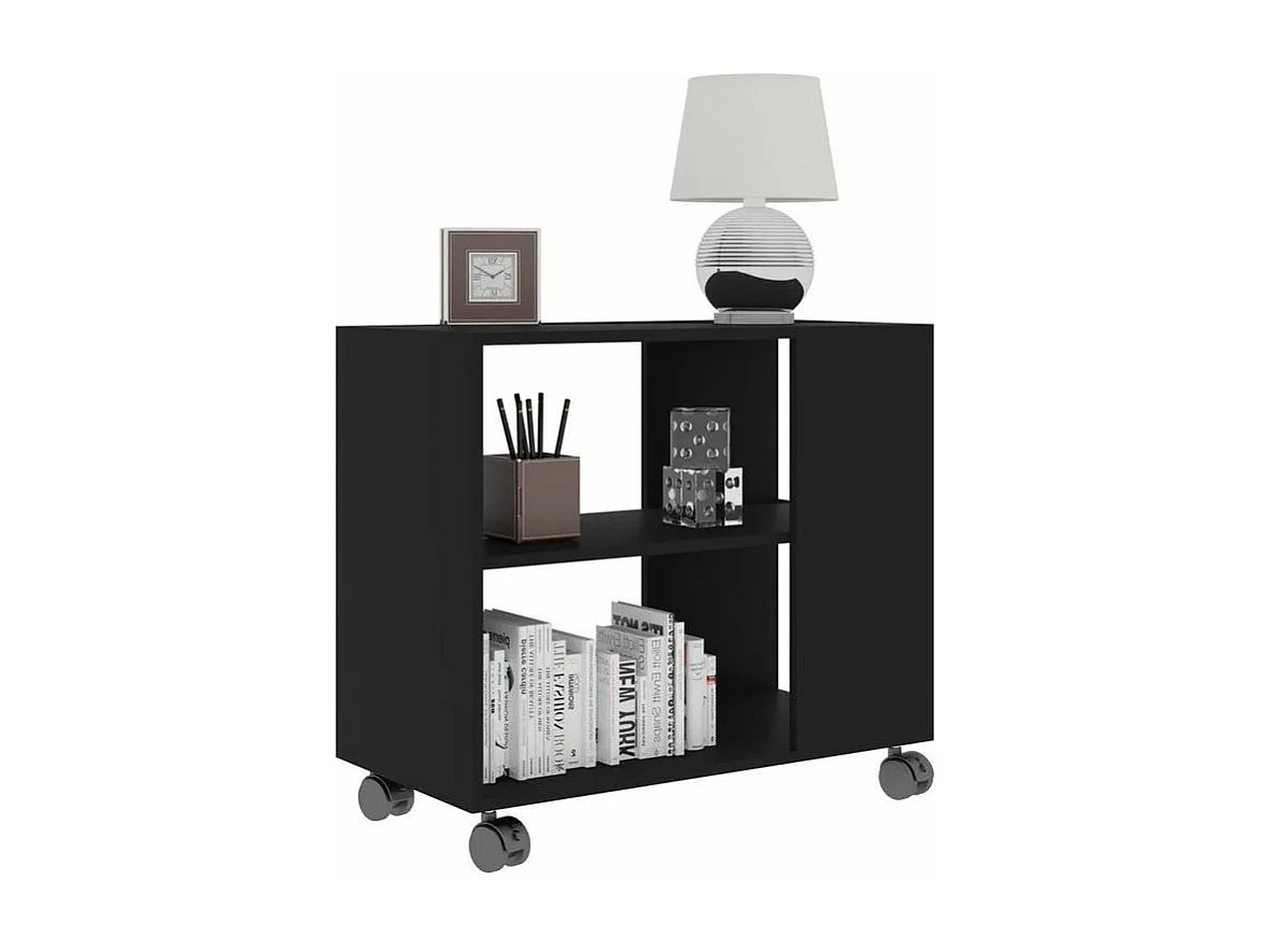 Table d'appoint sur roulettes bois noir Salem