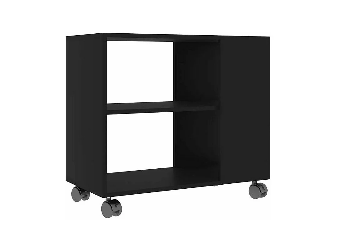 Table d'appoint sur roulettes bois noir Salem