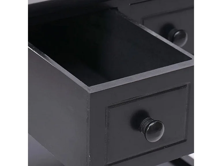 Table d'appoint 2 tiroirs paulownia massif noir Ollier