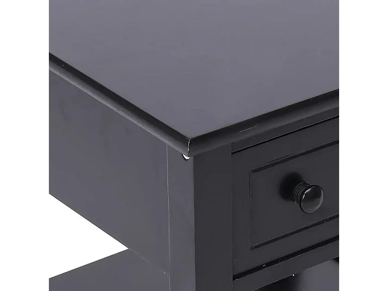 Table d'appoint 2 tiroirs paulownia massif noir Ollier