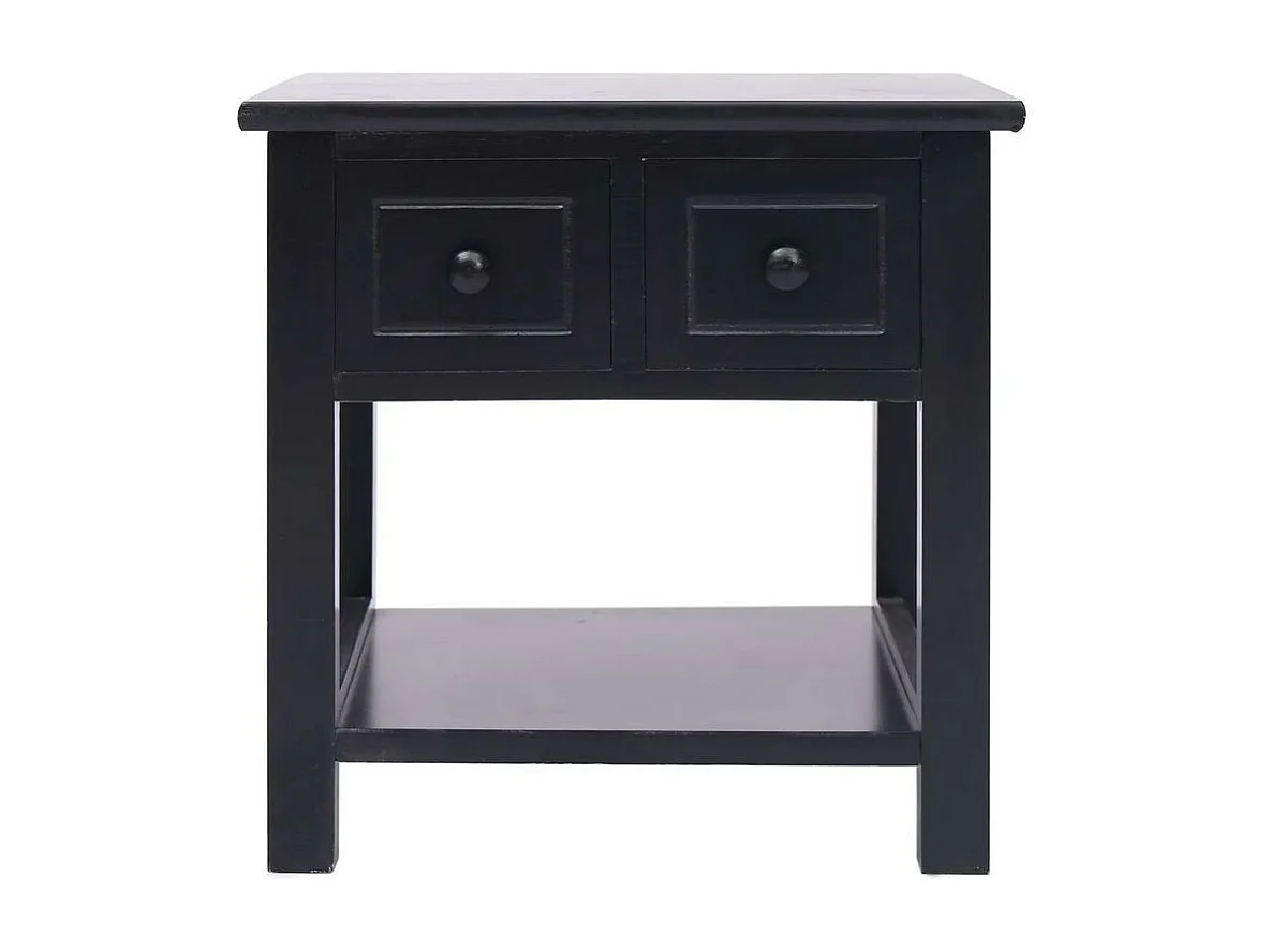 Table d'appoint 2 tiroirs paulownia massif noir Ollier