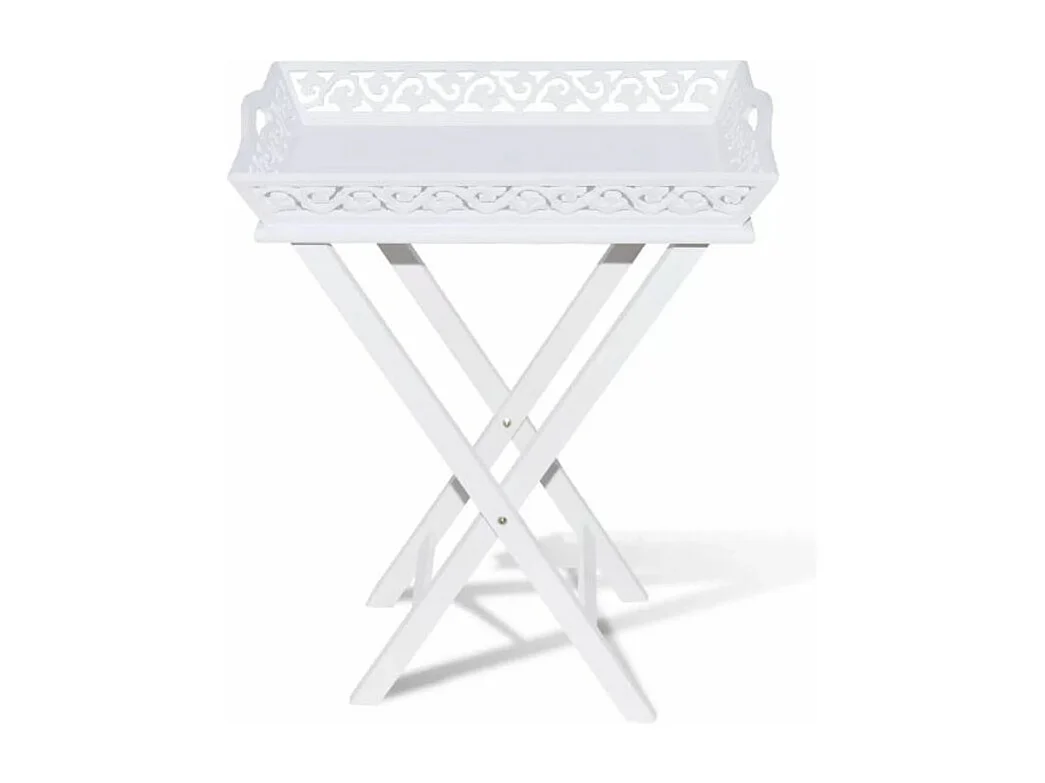 Table d'appoint rectangulaire plastique et pieds pin massif blanc Manu