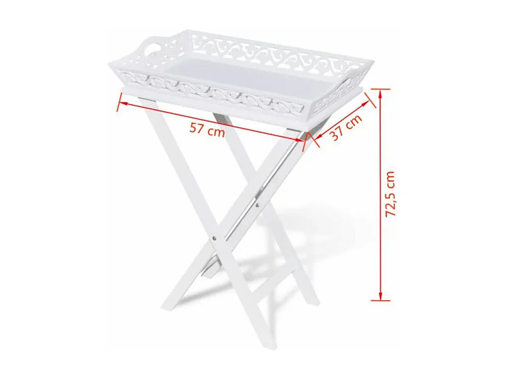 Table d'appoint rectangulaire plastique et pieds pin massif blanc Manu