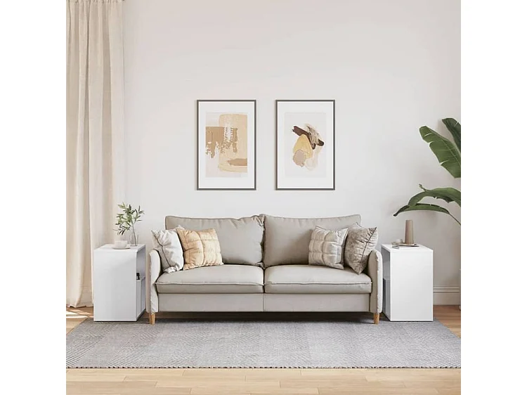 Tables d'appoint 2 pcs blanc 50x30x50 bois d’ingénierie