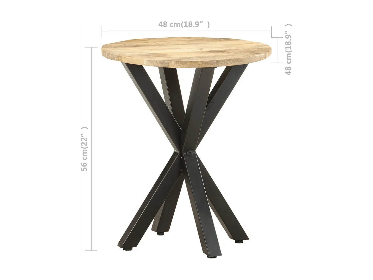 Table d'appoint 48x48x56 Bois de manguier massif