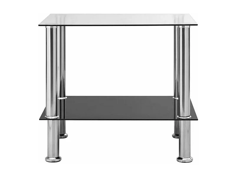 Table d'appoint verre trempé transparent et pieds métal gris Cilae