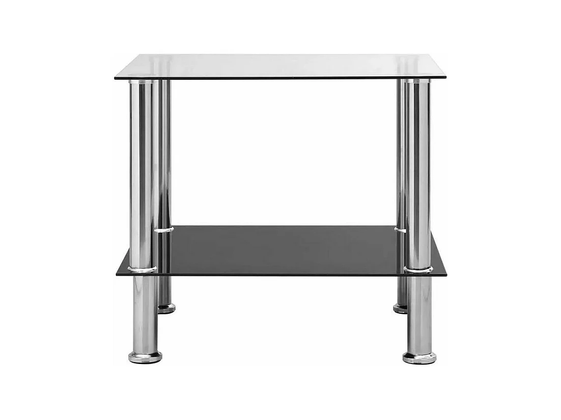 Table d'appoint verre trempé transparent et pieds métal gris Cilae