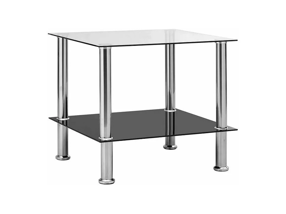 Table d'appoint verre trempé transparent et pieds métal gris Cilae