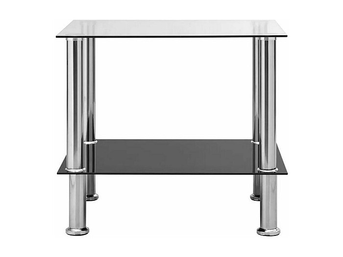 Table d'appoint verre trempé transparent et pieds métal gris Cilae