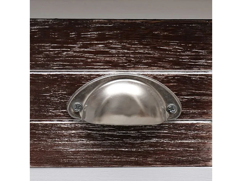 Table d'appoint 2 tiroirs paulownia massif foncé et blanc Amatar