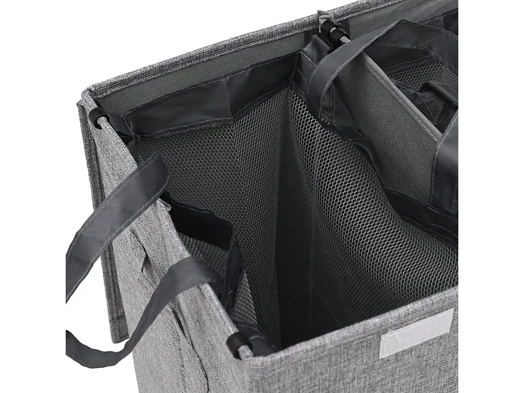 Panier à linge pliable Gris 64,5x34,5x59 Tissu en faux lin