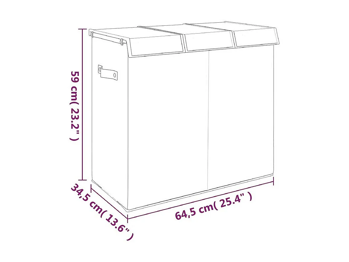 Panier à linge pliable Gris 64,5x34,5x59 Tissu en faux lin