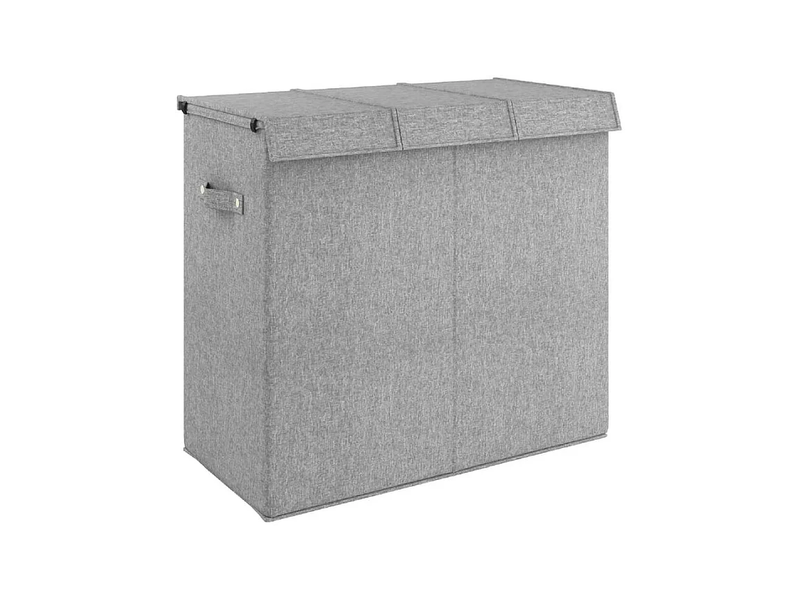 Panier à linge pliable Gris 64,5x34,5x59 Tissu en faux lin