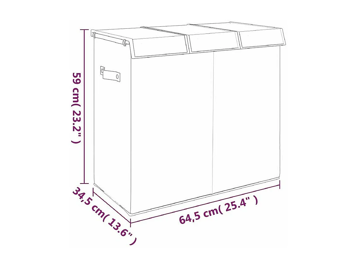 Wasmand inklapbaar 64,5x34,5x59 cm kunstlinnen grijs