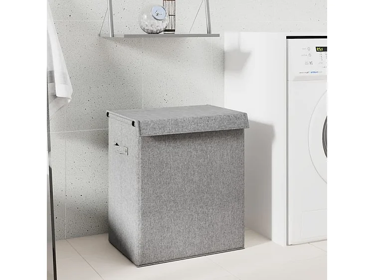 Panier à linge pliable Gris 51x34,5x59 Tissu en faux lin