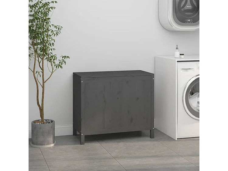 Boîte à linge Gris 88,5x44x76 Bois massif de pin