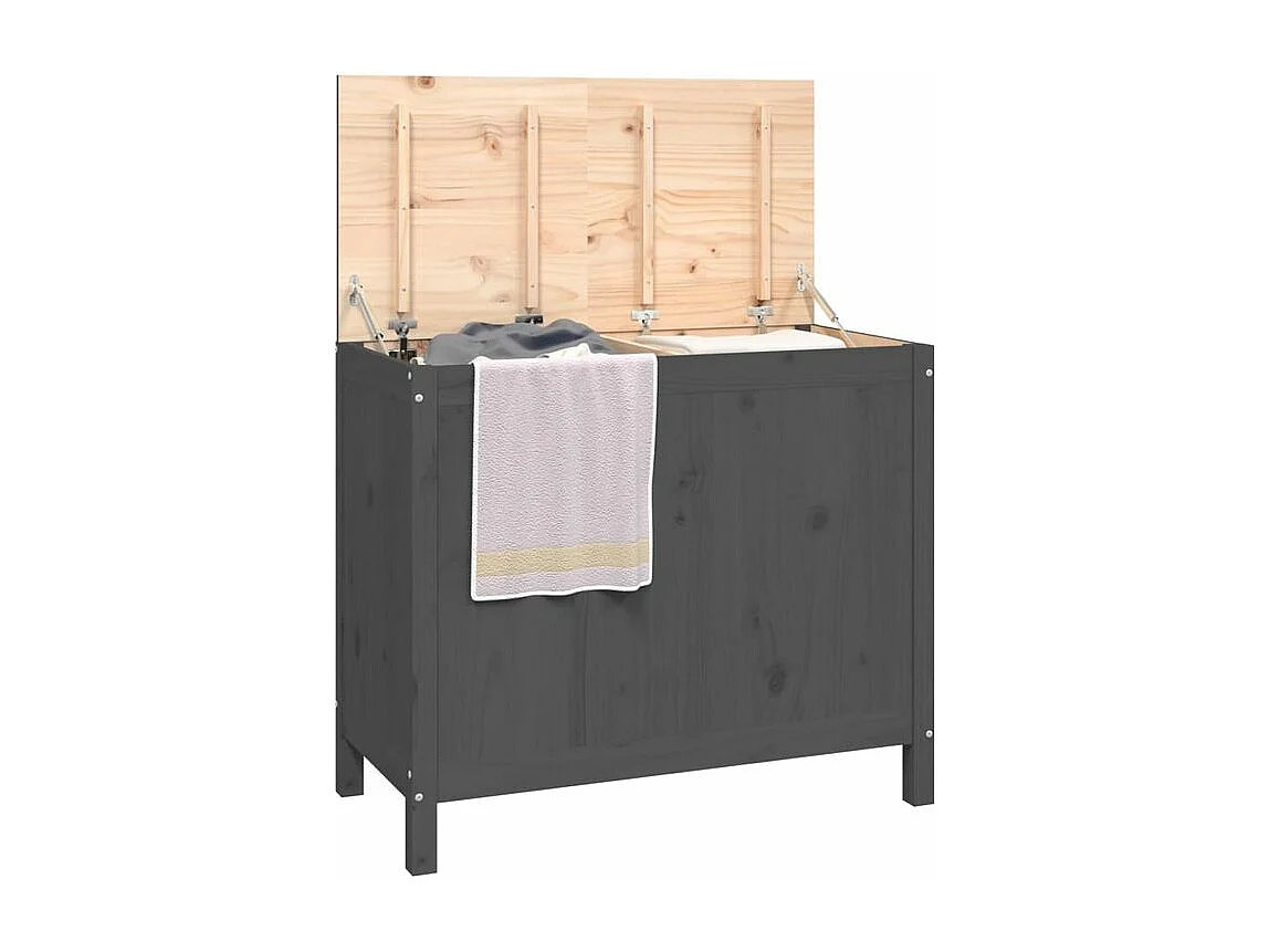 Boîte à linge Gris 88,5x44x76 Bois massif de pin