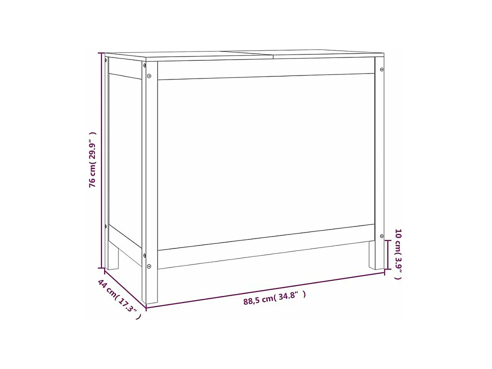 Boîte à linge Gris 88,5x44x76 Bois massif de pin