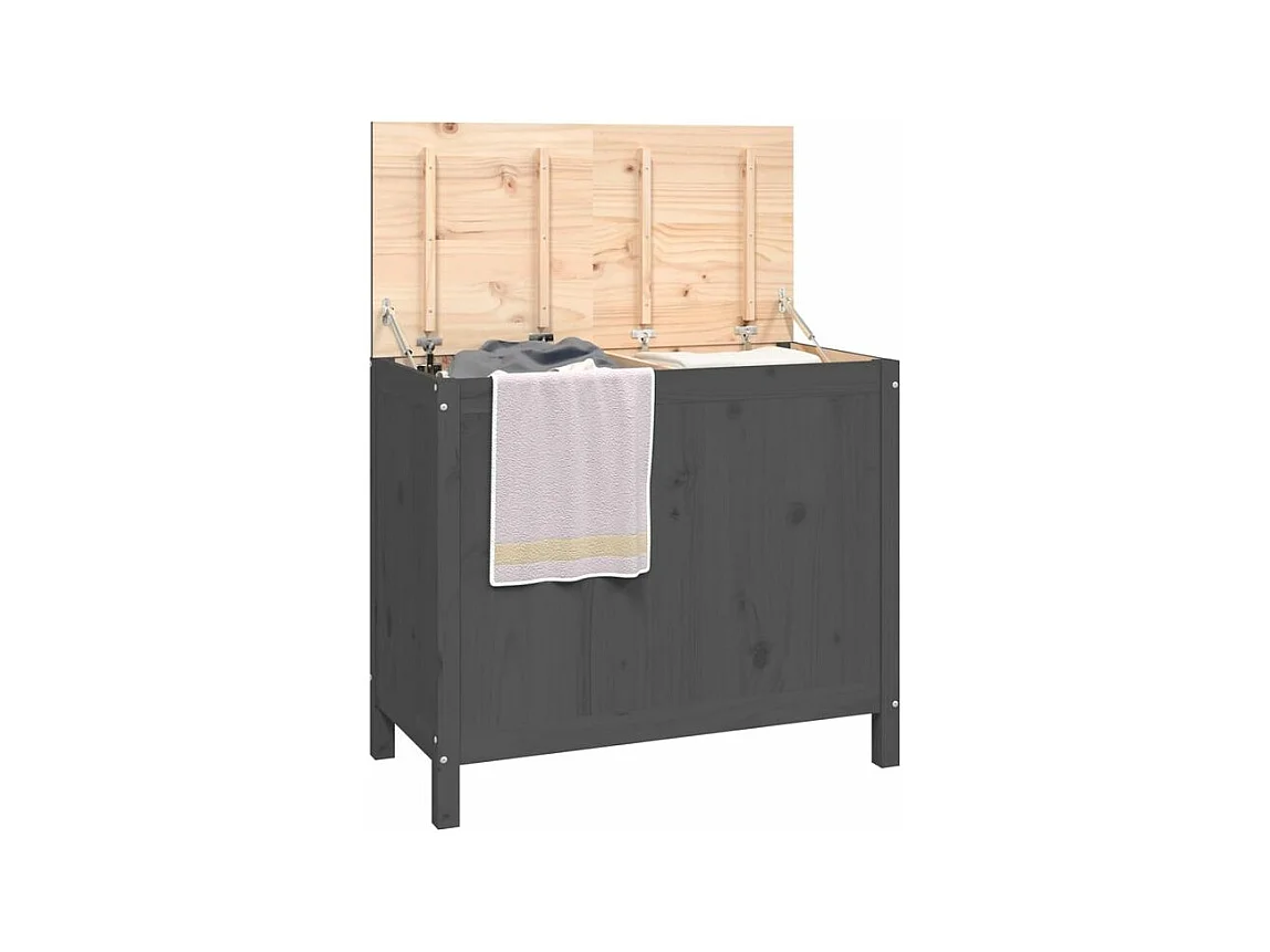 Boîte à linge Gris 88,5x44x76 Bois massif de pin