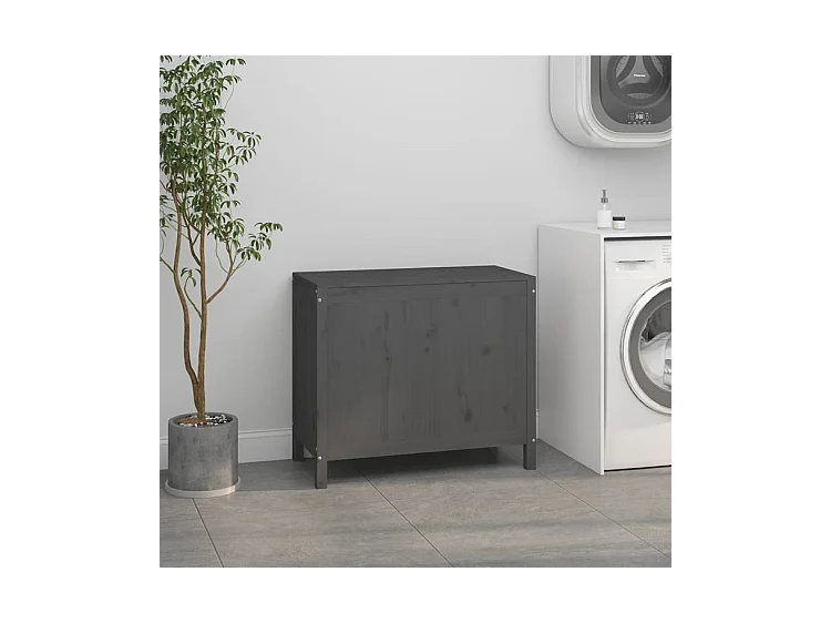 Boîte à linge Gris 88,5x44x76 Bois massif de pin