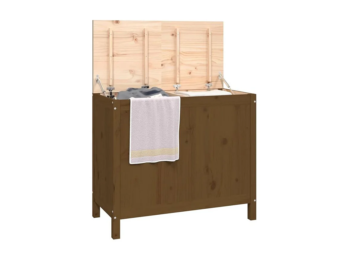 Boîte à linge Marron miel 88,5x44x76 Bois massif de pin