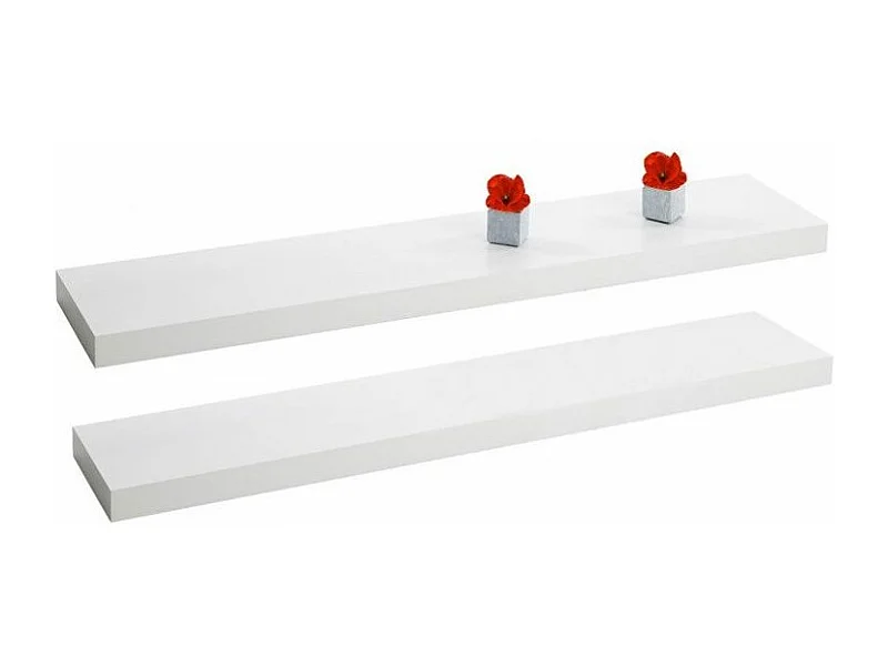 Étagère moderne bois laqué blanc Kala 105cm - Lot de 2