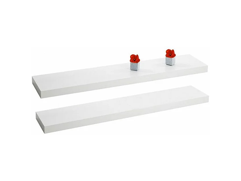 Étagère moderne bois laqué blanc Kala 105cm - Lot de 2