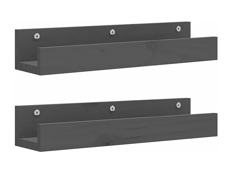 Étagères murales 2 pcs Gris 50x12x9 Bois de pin massif