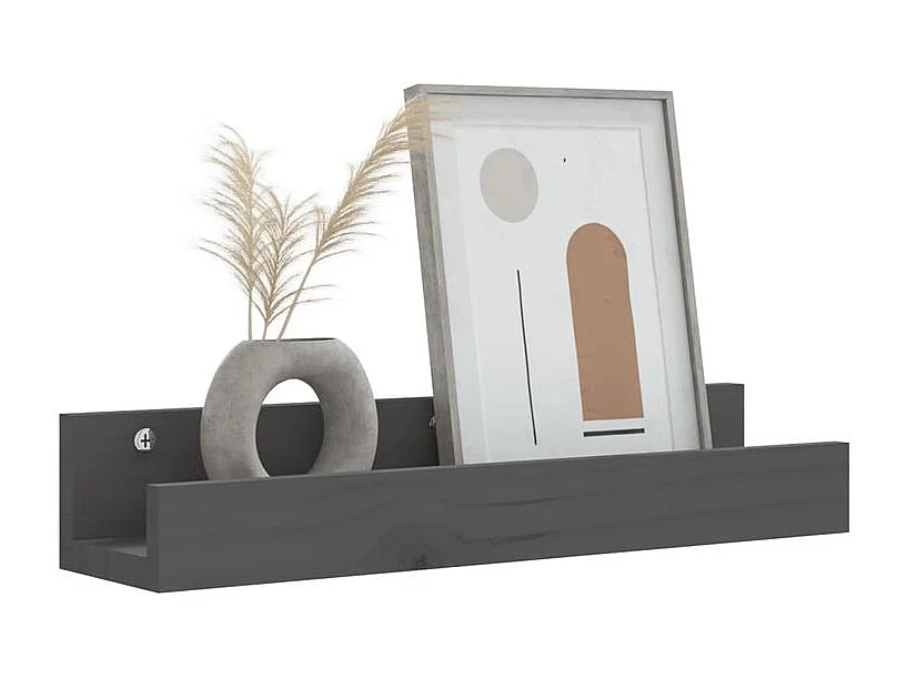 Étagères murales 2 pcs Gris 50x12x9 Bois de pin massif