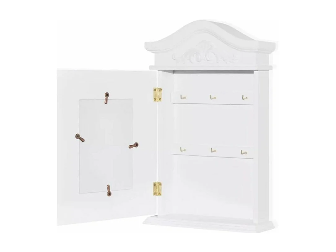 Étagère porte-clés 1 porte avec cadre photo pin massif blanc Frenchy