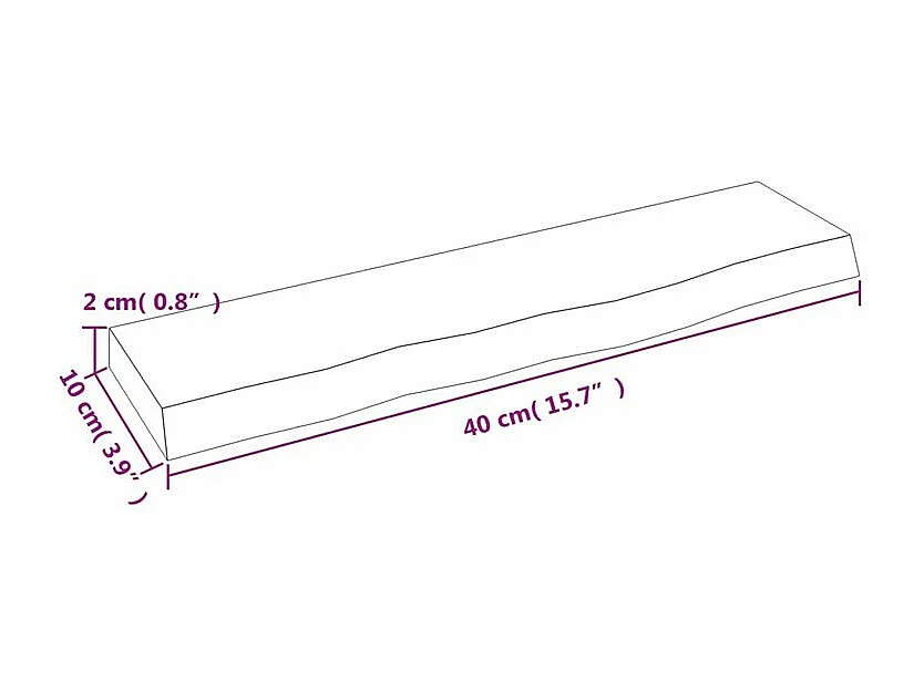 Étagère murale marron foncé 40x10x2 bois chêne massif traité