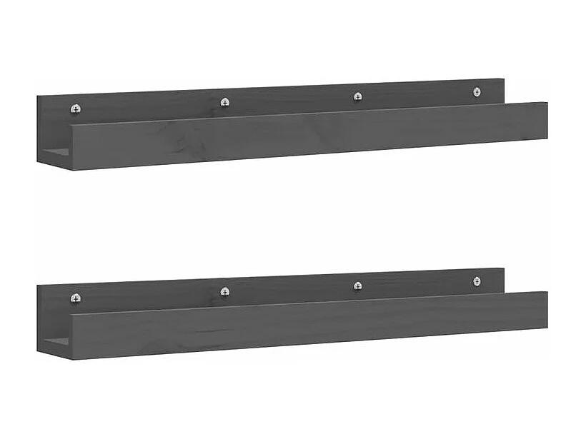 Étagères murales 2 pcs Gris 80x12x9 Bois de pin massif
