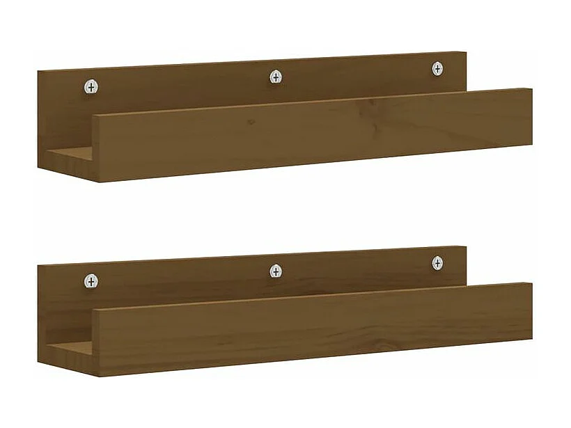 Étagères murales 2 pcs Marron miel 50x12x9 Bois de pin massif
