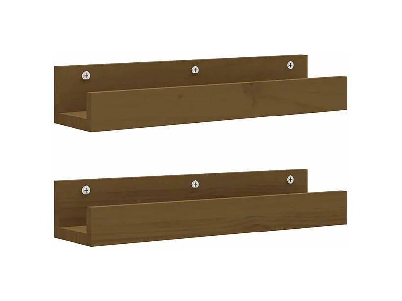 Étagères murales 2 pcs Marron miel 50x12x9 Bois de pin massif