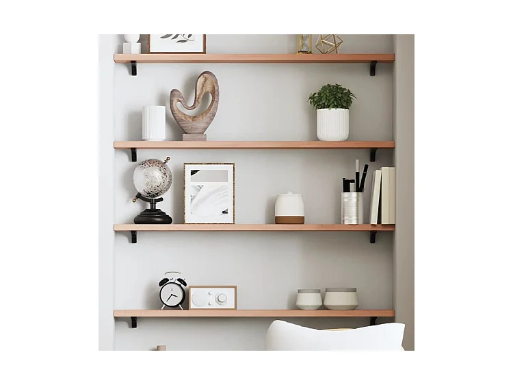 Étagère murale marron clair 80x10x2 bois chêne massif traité