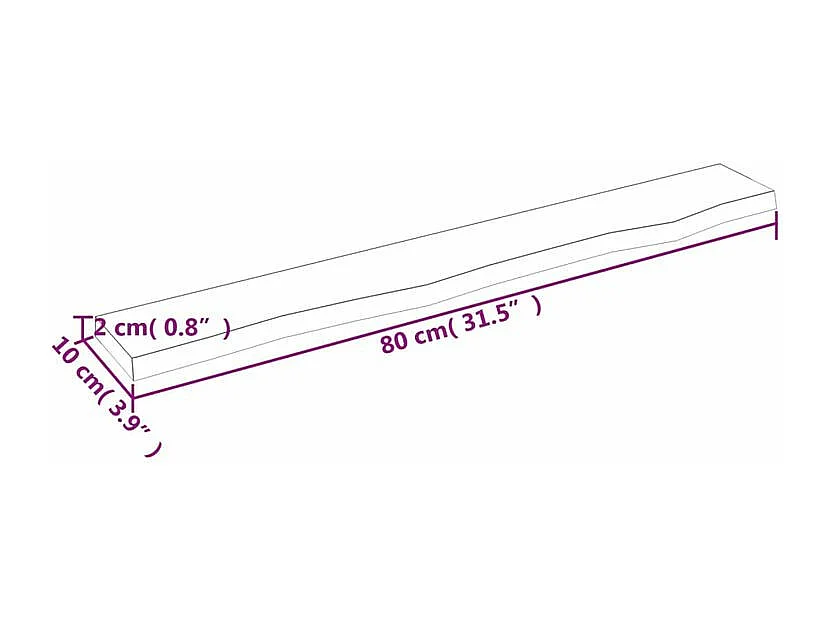 Étagère murale marron clair 80x10x2 bois chêne massif traité
