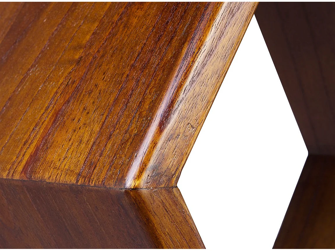 Etagère murale hexagonale bois massif de mindi Kretos 40cm