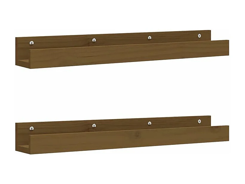 Étagères murales 2 pcs Marron miel 80x12x9 Bois de pin massif