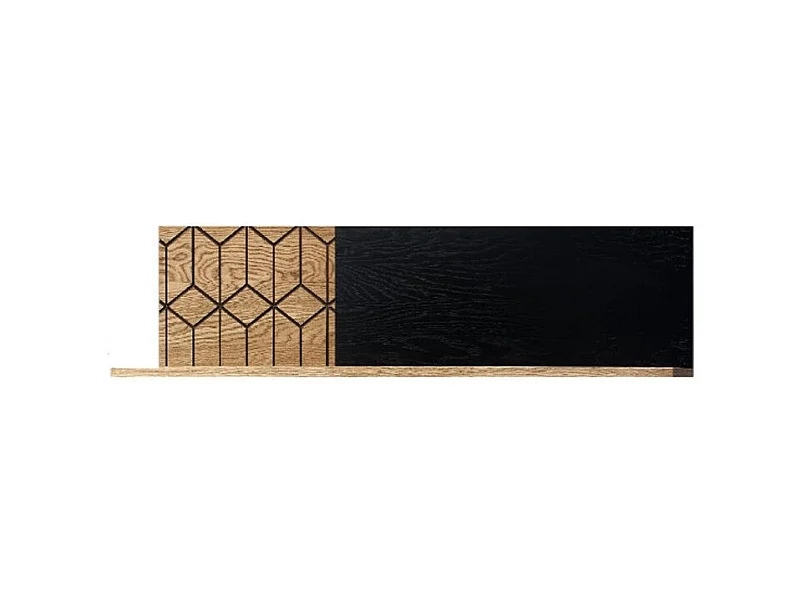 Etagère murale en bois de chêne miel et noir Mazora 135cm