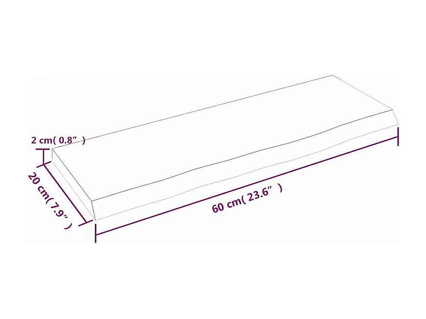 Étagère murale marron clair 60x20x2 bois chêne massif traité