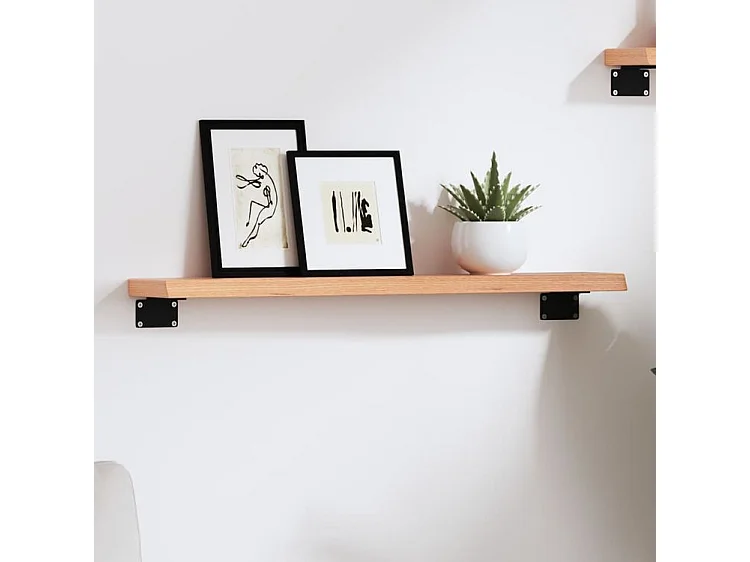 Étagère murale marron clair 60x10x2 bois chêne massif traité