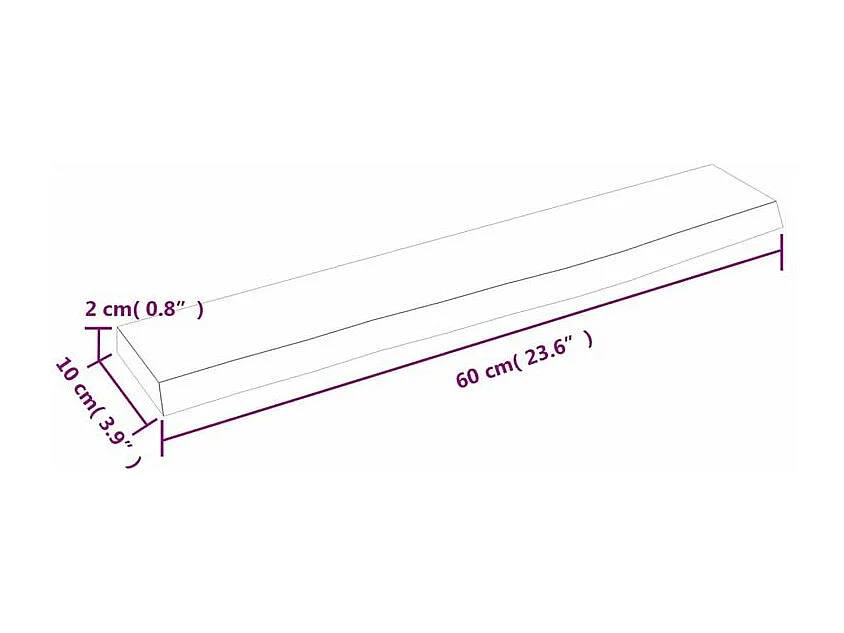 Étagère murale marron clair 60x10x2 bois chêne massif traité
