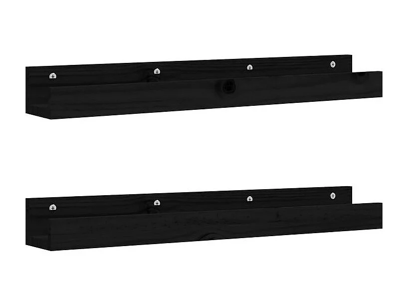 Étagères murales 2 pcs Noir 80x12x9 Bois de pin massif