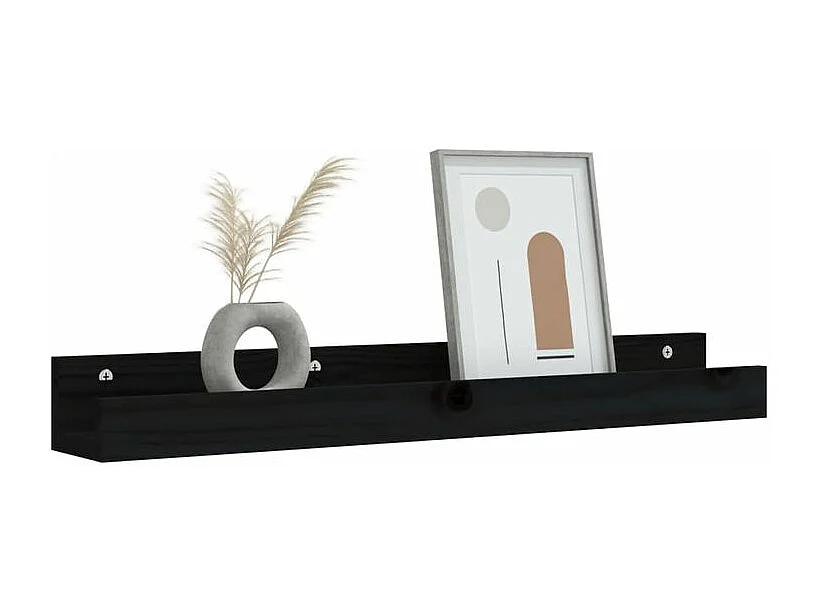 Étagères murales 2 pcs Noir 80x12x9 Bois de pin massif