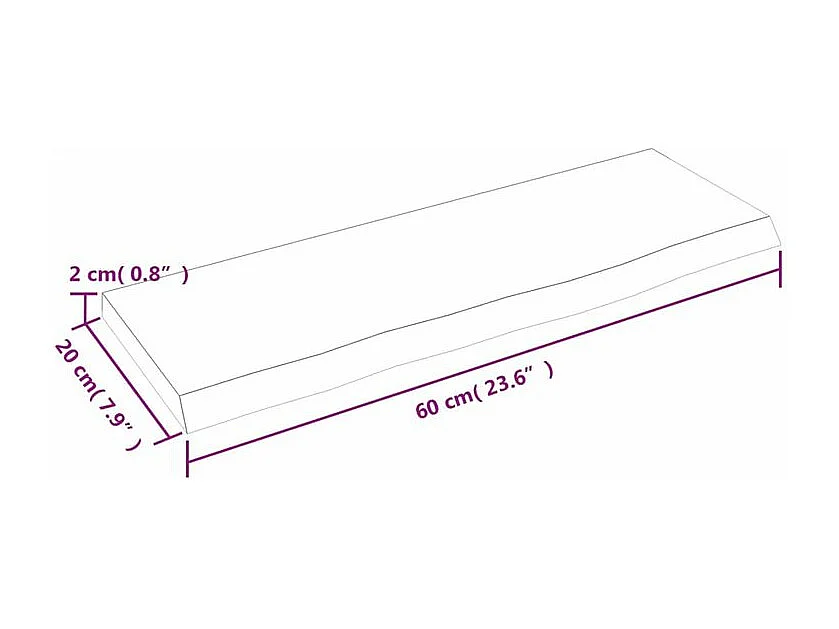 Étagère murale marron foncé 60x20x2 bois chêne massif traité