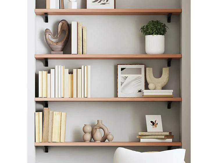 Étagère murale marron clair 80x20x2 bois chêne massif traité