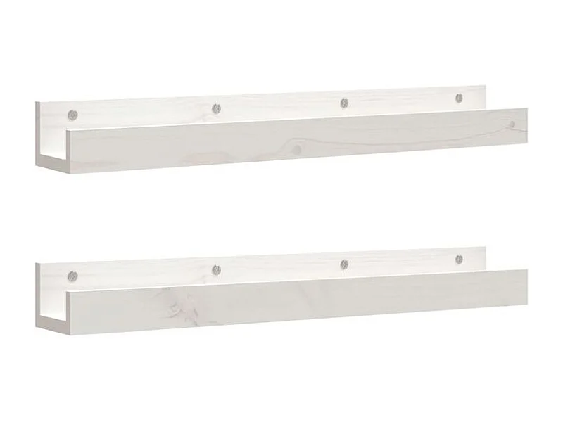 Étagères murales 2 pcs Blanc 80x12x9 Bois de pin massif