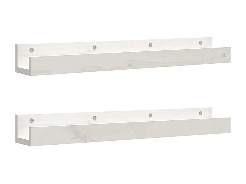 Étagères murales 2 pcs Blanc 80x12x9 Bois de pin massif