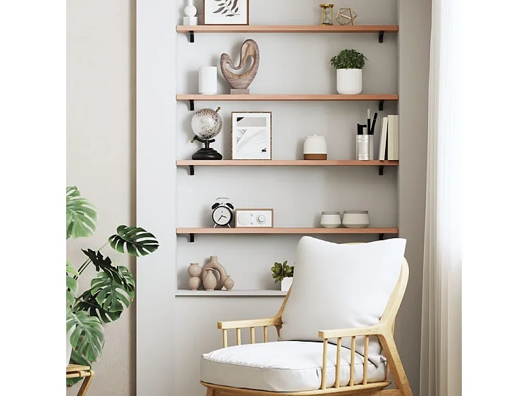 Étagère murale marron clair 100x10x2 bois chêne massif traité