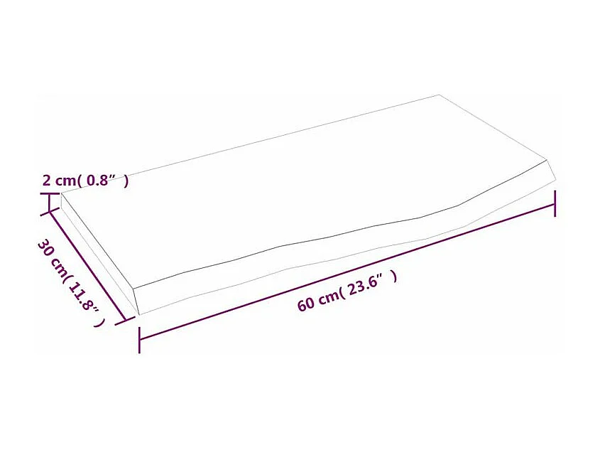 Étagère murale marron foncé 60x30x2 bois chêne massif traité